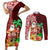 Custom Hawaii Mele Kalikimaka Couples Matching Short Sleeve Bodycon Dress and Long Sleeve Button Shirt Santa Claus and Hula Girl Tropical Folwer with Hawaiian Pattern LT03 Red - Polynesian Pride