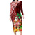 Custom Hawaii Mele Kalikimaka Family Matching Long Sleeve Bodycon Dress and Hawaiian Shirt Santa Claus and Hula Girl Tropical Folwer with Hawaiian Pattern LT03 Mom's Dress Red - Polynesian Pride