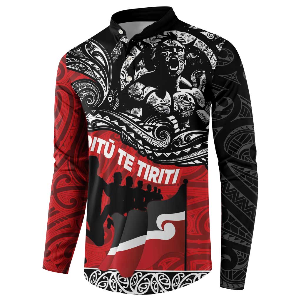 Aotearoa Toitu Te Tiriti Button Sweatshirt Honoring Te Tiriti o Waitangi Maori Haka