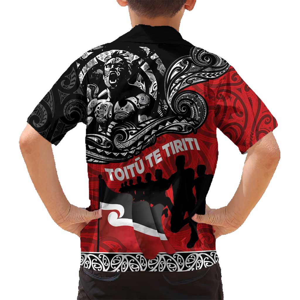Aotearoa Toitu Te Tiriti Family Matching Off Shoulder Short Dress and Hawaiian Shirt Honoring Te Tiriti o Waitangi Maori Haka LT03 - Polynesian Pride