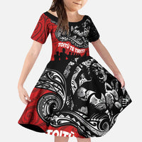 Aotearoa Toitu Te Tiriti Family Matching Short Sleeve Bodycon Dress and Hawaiian Shirt Honoring Te Tiriti o Waitangi Maori Haka LT03 Daughter's Dress Red - Polynesian Pride
