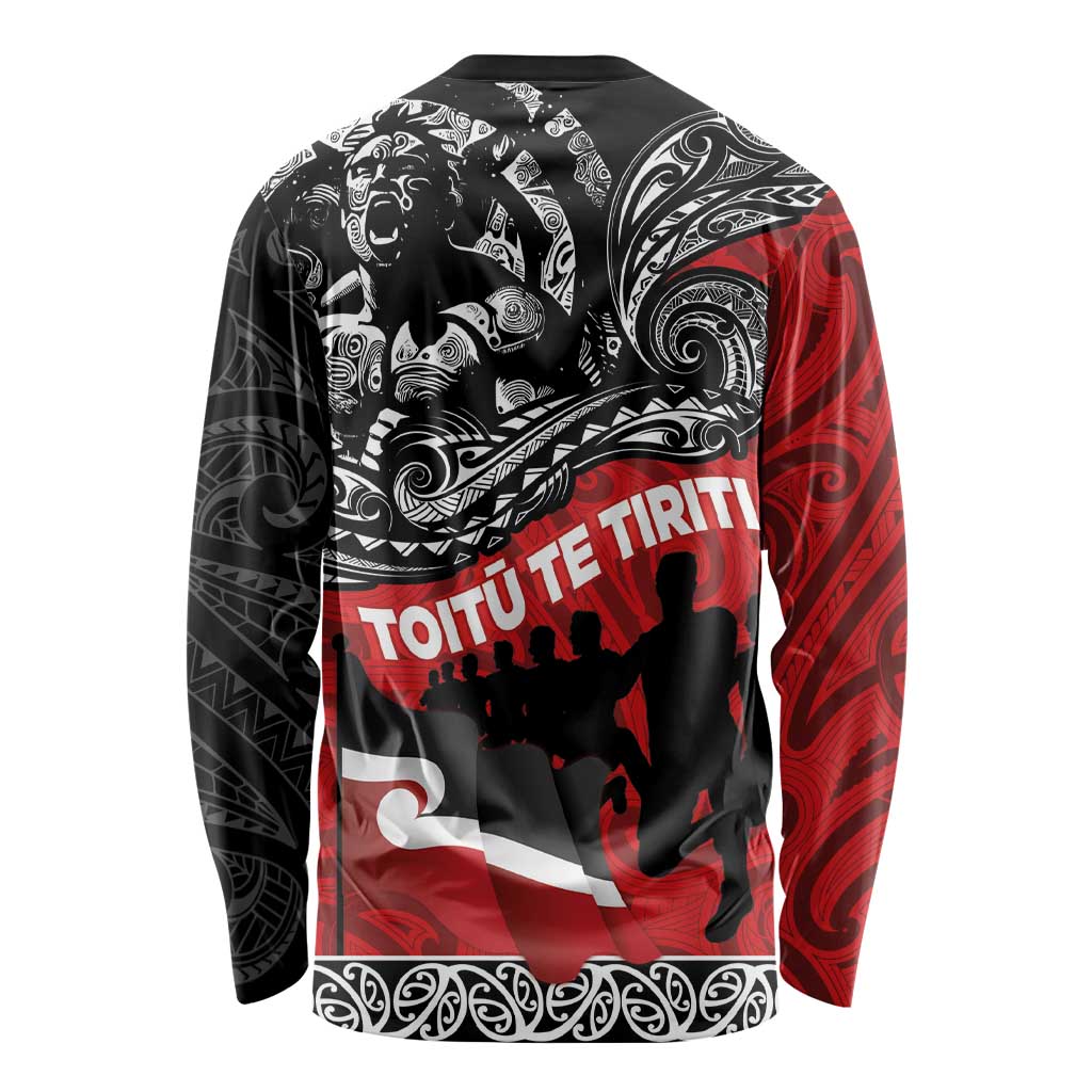 Aotearoa Toitu Te Tiriti Long Sleeve Shirt Honoring Te Tiriti o Waitangi Maori Haka