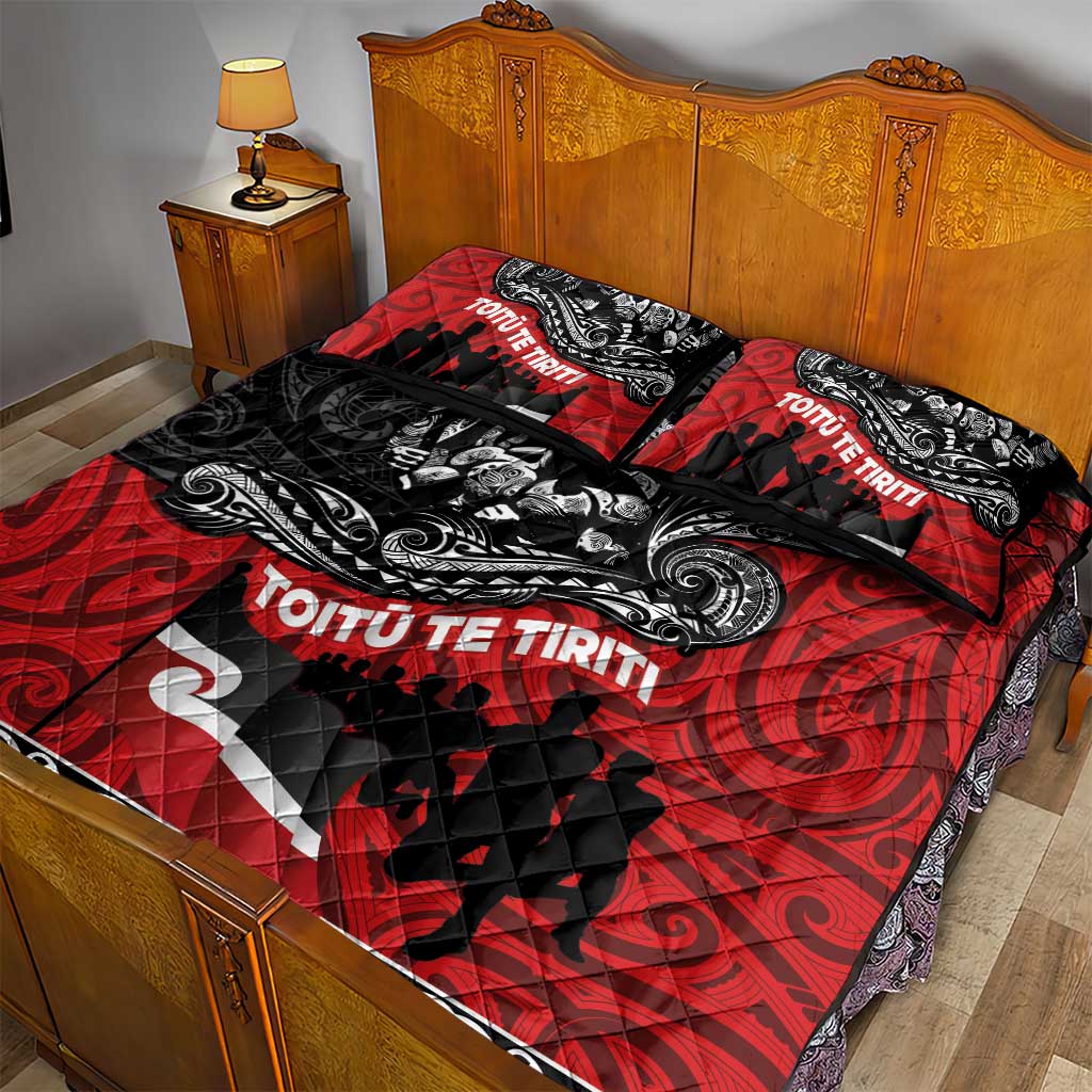 Aotearoa Toitu Te Tiriti Quilt Bed Set Honoring Te Tiriti o Waitangi Maori Haka