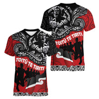 Aotearoa Toitu Te Tiriti Women V-Neck T-Shirt Honoring Te Tiriti o Waitangi Maori Haka