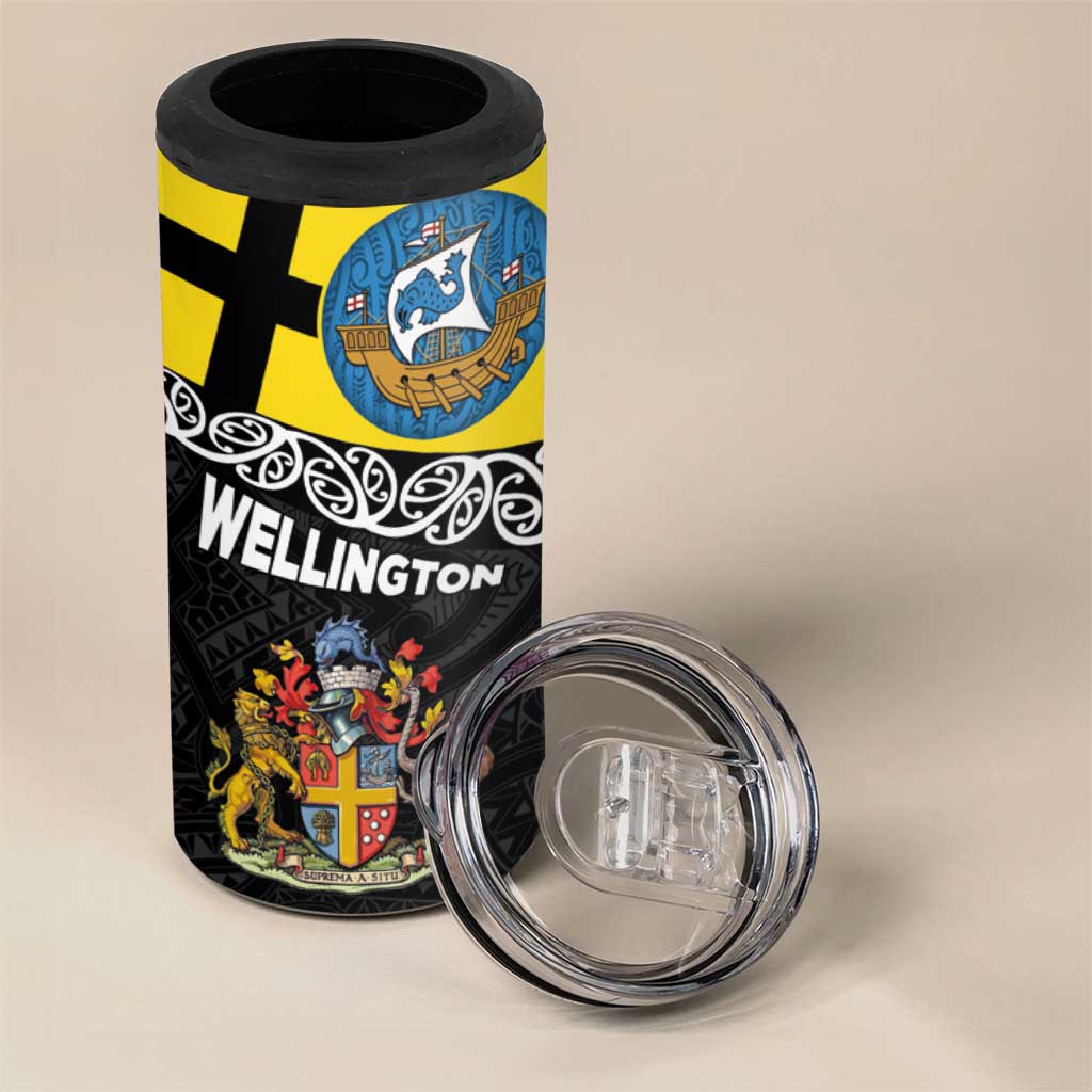 New Zealand Wellington 4 in 1 Can Cooler Tumbler The Capital's Emblems - Flag and Koru Art