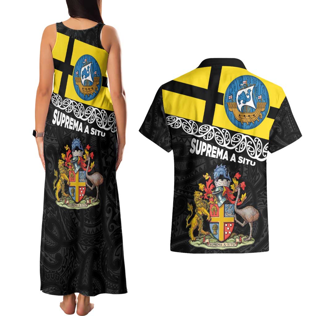 New Zealand Wellington Couples Matching Tank Maxi Dress and Hawaiian Shirt The Capital's Emblems Flag and Koru Art