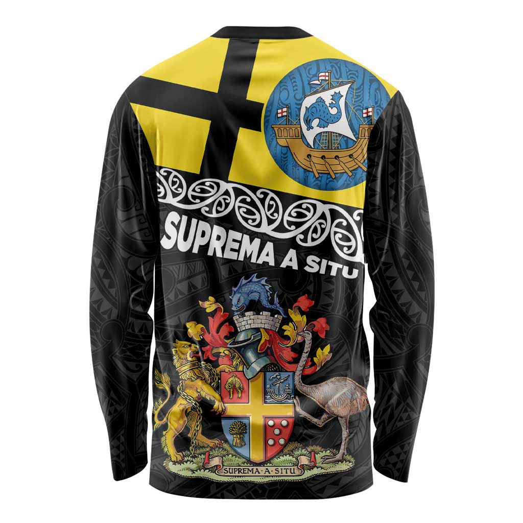 New Zealand Wellington Long Sleeve Shirt The Capital's Emblems Flag and Koru Art LT03 - Polynesian Pride