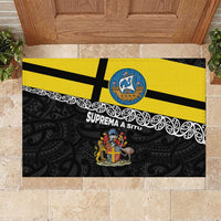 New Zealand Wellington Rubber Doormat The Capital's Emblems Flag and Koru Art LT03 Black - Polynesian Pride