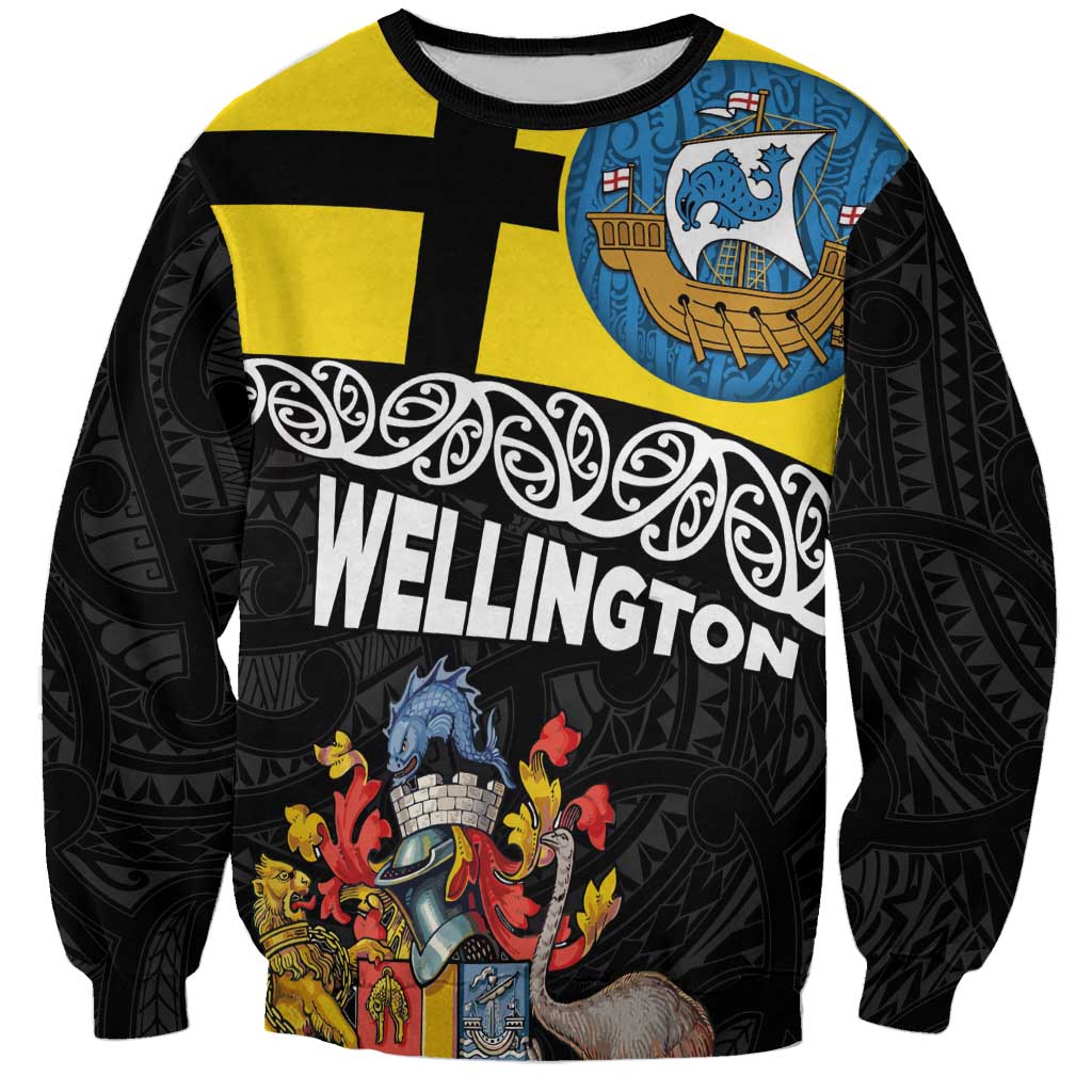 New Zealand Wellington Sweatshirt The Capital's Emblems Flag and Koru Art