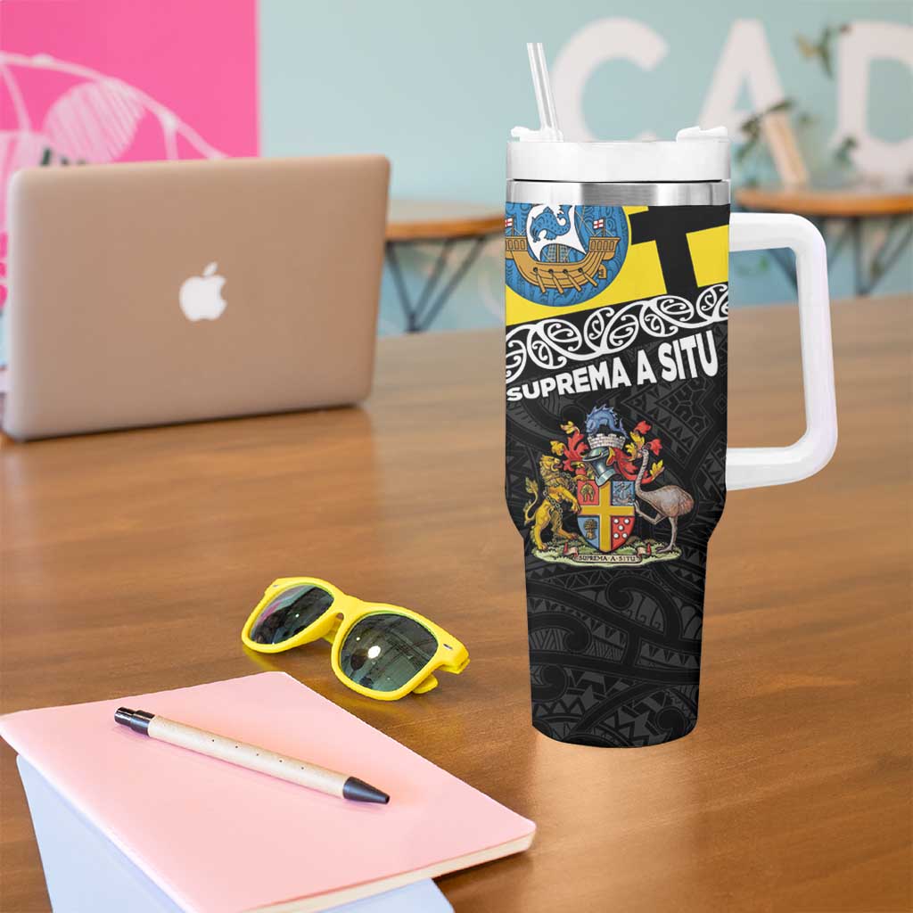 New Zealand Wellington Tumbler With Handle The Capital's Emblems - Flag and Koru Art