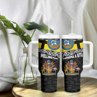 New Zealand Wellington Tumbler With Handle The Capital's Emblems - Flag and Koru Art