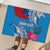 Personalised Samoa Coat Of Arms Rubber Doormat Tropical Flower Blue Polynesian Pattern LT03 - Polynesian Pride