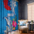 Personalised Samoa Coat Of Arms Window Curtain Tropical Flower Blue Polynesian Pattern LT03 - Polynesian Pride