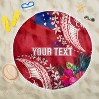 Personalised Samoa Coat Of Arms Beach Blanket Tropical Flower Red Polynesian Pattern LT03 One Size 150cm Red - Polynesian Pride
