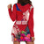 Personalised Samoa Coat Of Arms Hoodie Dress Tropical Flower Red Polynesian Pattern LT03 - Polynesian Pride