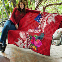 Personalised Samoa Coat Of Arms Quilt Tropical Flower Red Polynesian Pattern LT03 - Polynesian Pride
