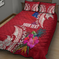 Personalised Samoa Coat Of Arms Quilt Bed Set Tropical Flower Red Polynesian Pattern LT03 - Polynesian Pride
