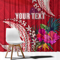 Personalised Samoa Coat Of Arms Window Curtain Tropical Flower Red Polynesian Pattern LT03 - Polynesian Pride