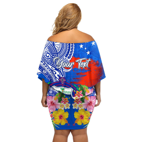 Samoa Off Shoulder Long Dress Samoan Coat Of Arms With Coconut Purple Style main image 1