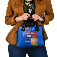Personalised Samoa Coat Of Arms Shoulder Handbag Hibiscus Polynesian Tattoo Pattern LT03 - Polynesian Pride