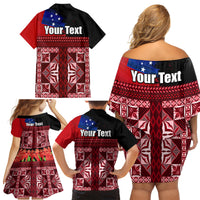 Samoa Flag Day Family Matching Off Shoulder Short Dress and Hawaiian Shirt Siapo Pattern and Ula Fala LT03 - Polynesian Pride