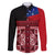 Samoa Flag Day Family Matching Tank Maxi Dress and Hawaiian Shirt Siapo Pattern and Ula Fala LT03 Dad's Shirt - Long Sleeve Red - Polynesian Pride