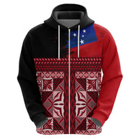 Samoa Flag Day Zip Hoodie Siapo Pattern and Ula Fala LT03 - Polynesian Pride
