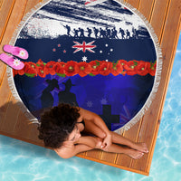 New Zealand and Australia ANZAC Day Beach Blanket Lest We Forget Red Poppy Flowers and Soldier LT03 - Polynesian Pride