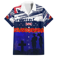 New Zealand and Australia ANZAC Day Family Matching Off Shoulder Maxi Dress and Hawaiian Shirt Lest We Forget Red Poppy Flowers and Soldier LT03 Dad's Shirt - Short Sleeve Blue - Polynesian Pride