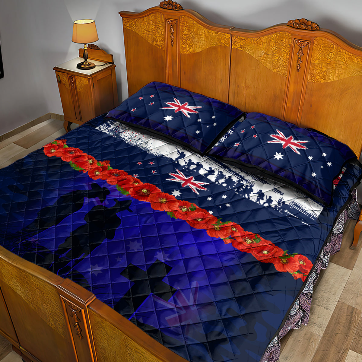 New Zealand and Australia ANZAC Day Quilt Bed Set Lest We Forget Red Poppy Flowers and Soldier LT03 - Polynesian Pride