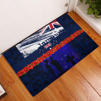 New Zealand and Australia ANZAC Day Rubber Doormat Lest We Forget Red Poppy Flowers and Soldier LT03 Blue - Polynesian Pride