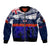 New Zealand and Australia ANZAC Day Sleeve Zip Bomber Jacket Lest We Forget Red Poppy Flowers and Soldier LT03 Unisex Blue - Polynesian Pride