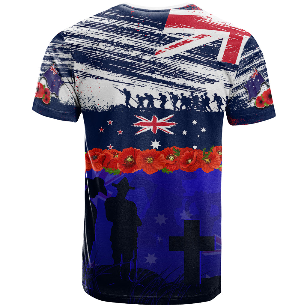 New Zealand and Australia ANZAC Day T Shirt Lest We Forget Red Poppy Flowers and Soldier LT03 - Polynesian Pride