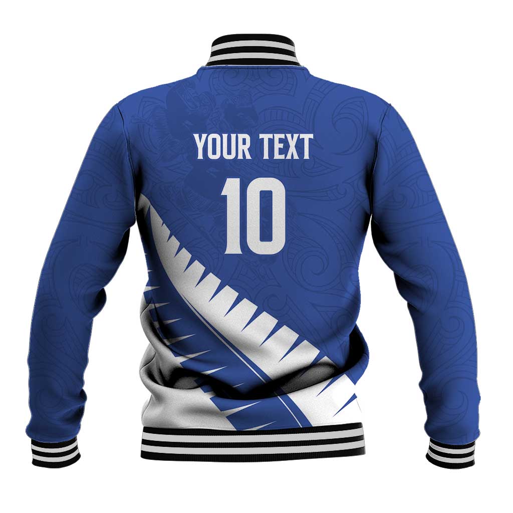 Custom New Zealand Cricket Baseball Jacket Kiwi Birds Haka Dance Blue Fern Sporty Style