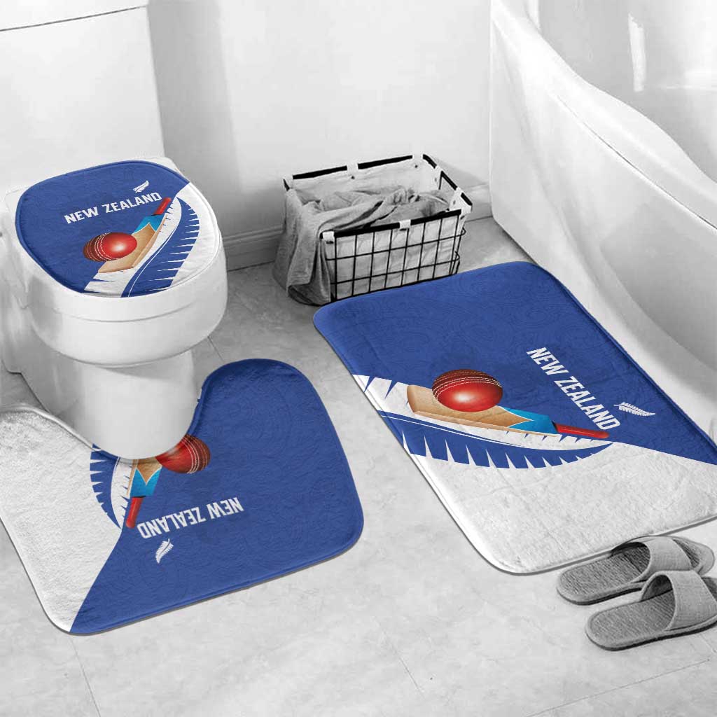 New Zealand Cricket Bathroom Set Kiwi Birds Haka Dance Blue Fern Sporty Style