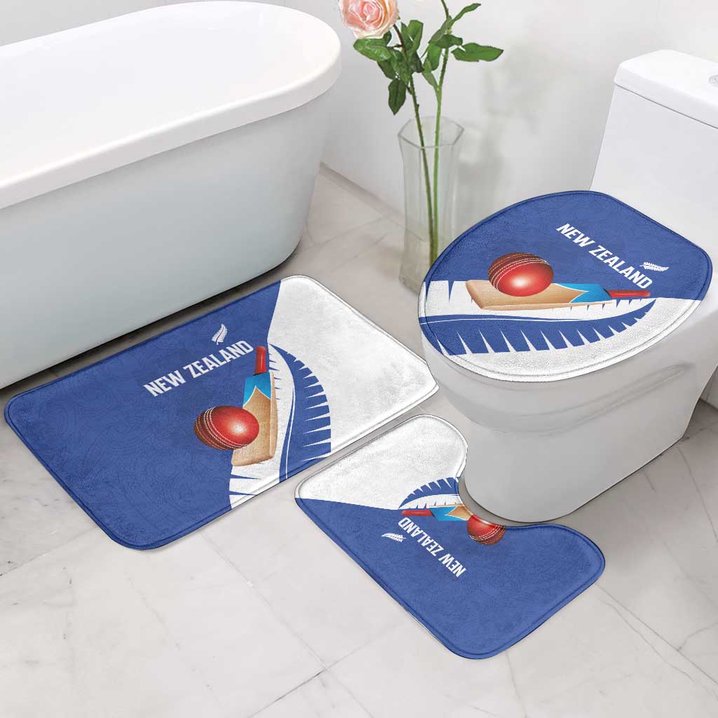 New Zealand Cricket Bathroom Set Kiwi Birds Haka Dance Blue Fern Sporty Style