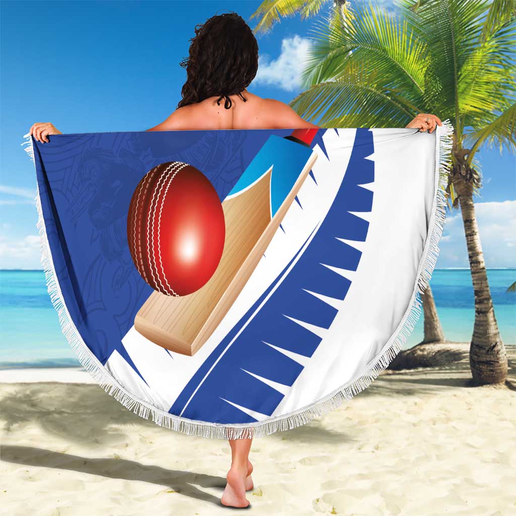 New Zealand Cricket Beach Blanket Kiwi Birds Haka Dance Blue Fern Sporty Style