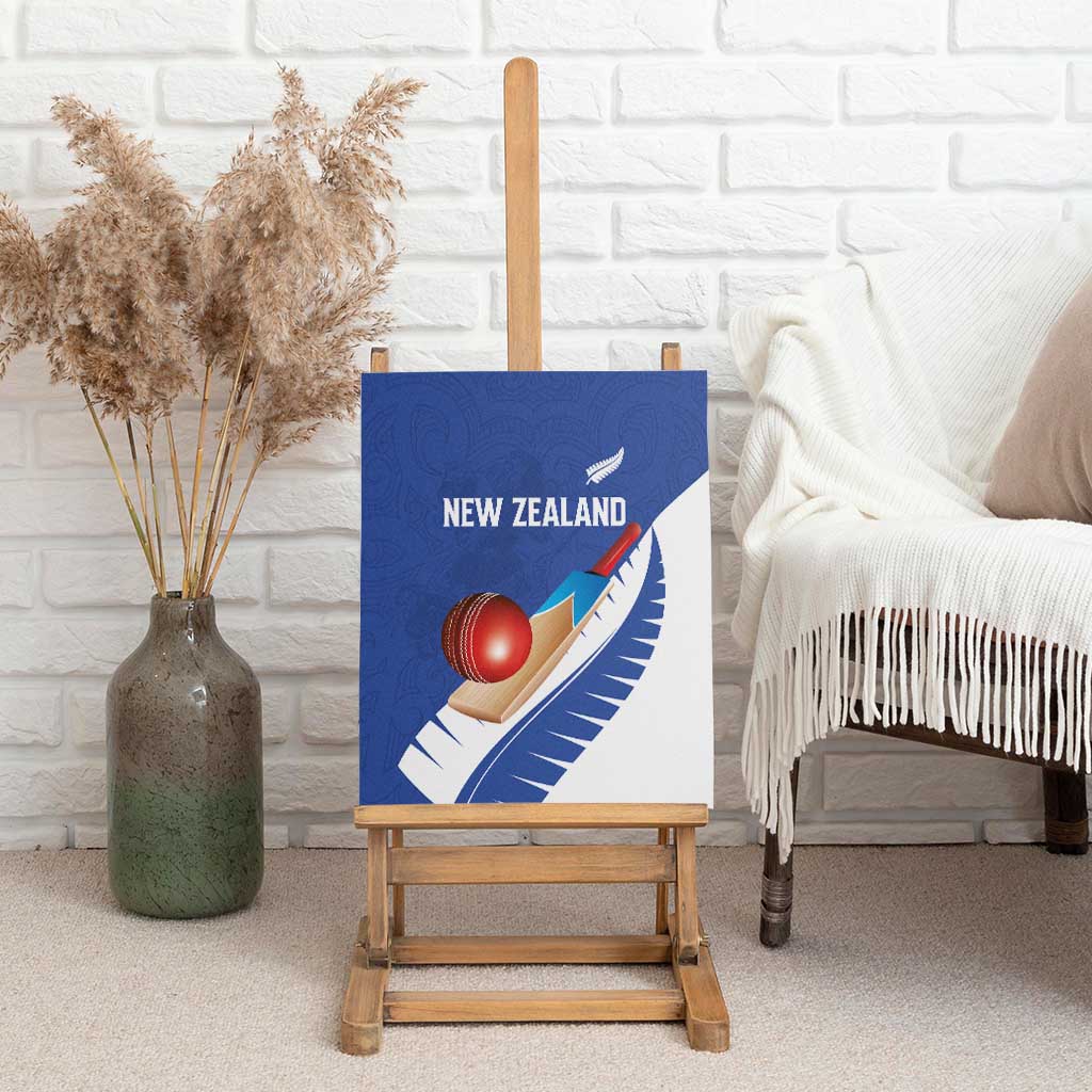 New Zealand Cricket Canvas Wall Art Kiwi Birds Haka Dance Blue Fern Sporty Style