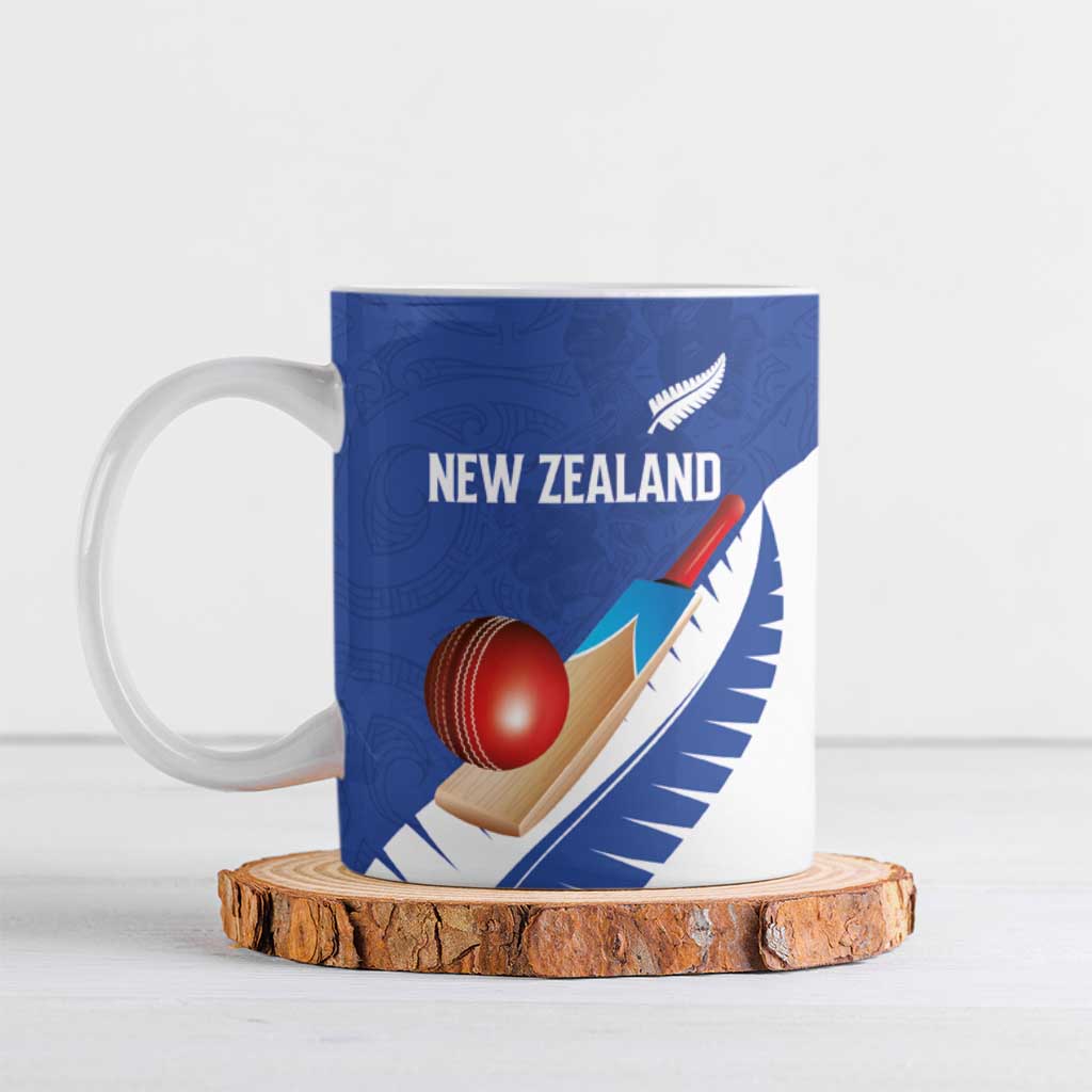 Custom New Zealand Cricket Ceramic Mug Kiwi Birds Haka Dance Blue Fern Sporty Style