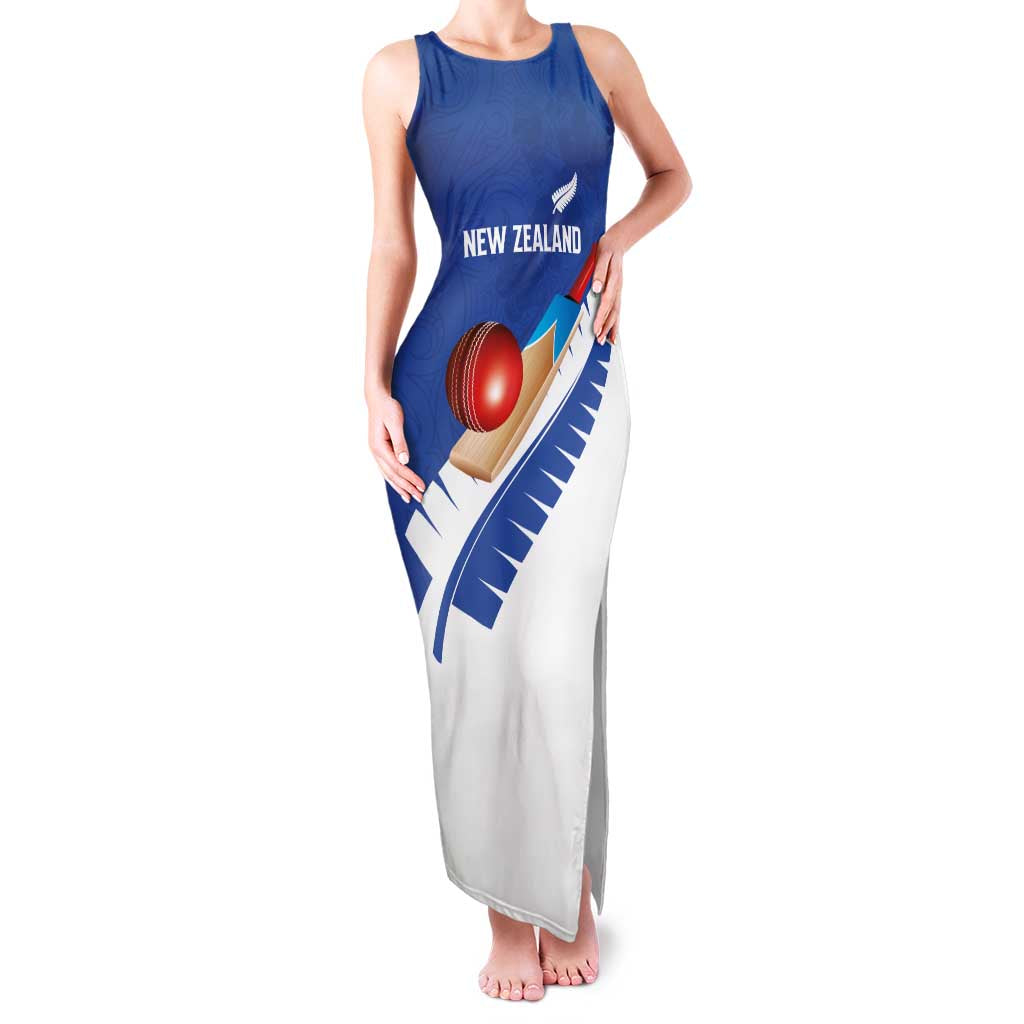 Custom New Zealand Cricket Family Matching Tank Maxi Dress and Hawaiian Shirt Kiwi Birds Haka Dance Blue Fern Sporty Style