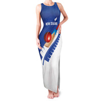 Custom New Zealand Cricket Family Matching Tank Maxi Dress and Hawaiian Shirt Kiwi Birds Haka Dance Blue Fern Sporty Style