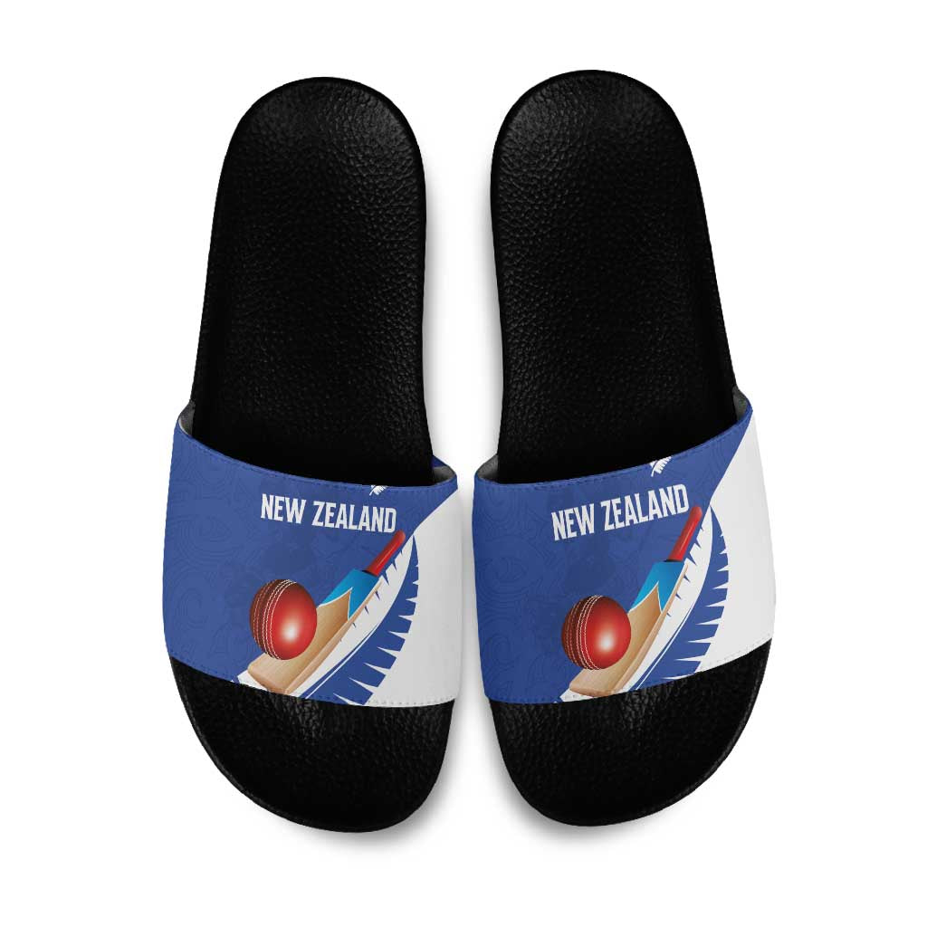 New Zealand Cricket Slide Sandals Kiwi Birds Haka Dance Blue Fern Sporty Style