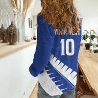 Custom New Zealand Cricket Women Casual Shirt Kiwi Birds Haka Dance Blue Fern Sporty Style