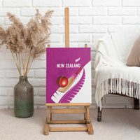 New Zealand Cricket Canvas Wall Art Kiwi Birds Haka Dance Pink Fern Sporty Style