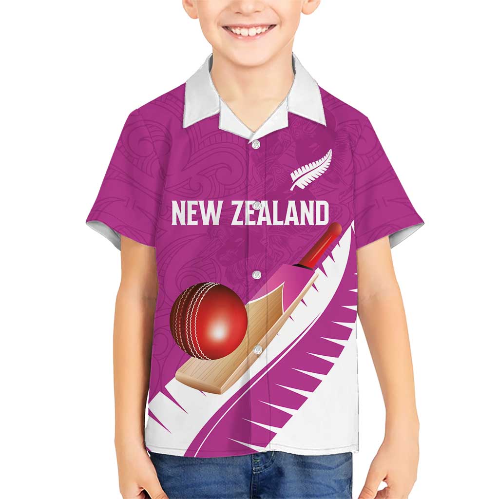 Custom New Zealand Cricket Hawaiian Shirt Kiwi Birds Haka Dance Pink Fern Sporty Style