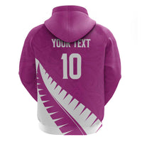 Custom New Zealand Cricket Hoodie Kiwi Birds Haka Dance Pink Fern Sporty Style