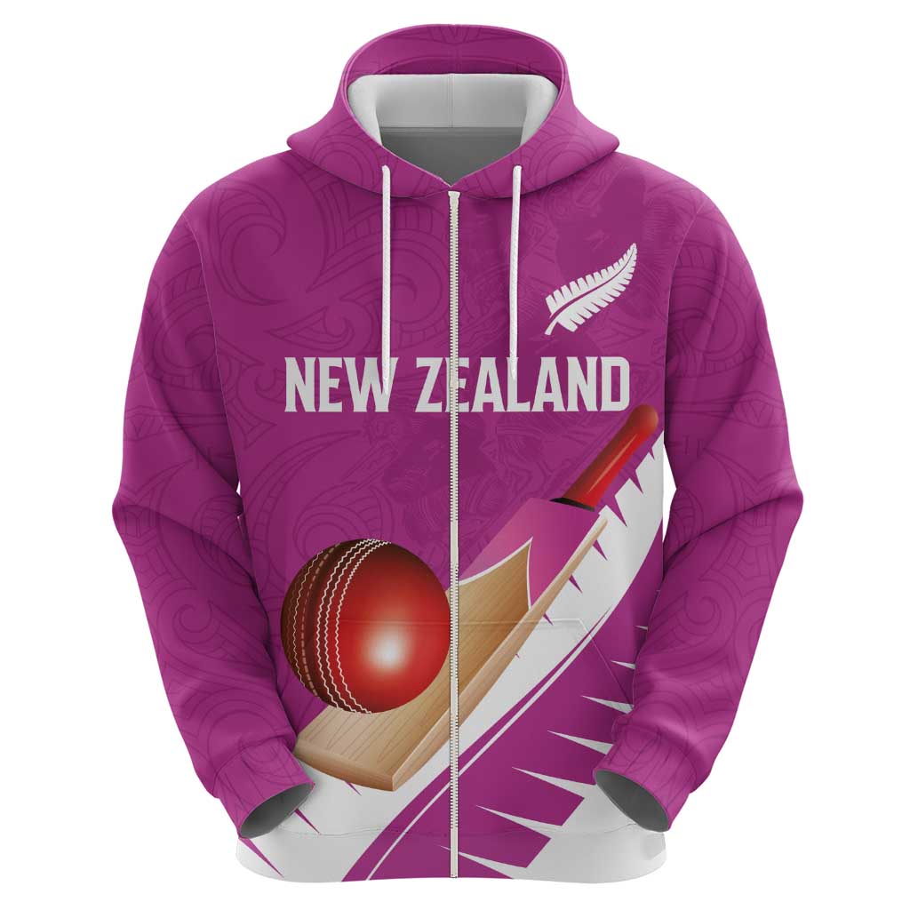 Custom New Zealand Cricket Hoodie Kiwi Birds Haka Dance Pink Fern Sporty Style