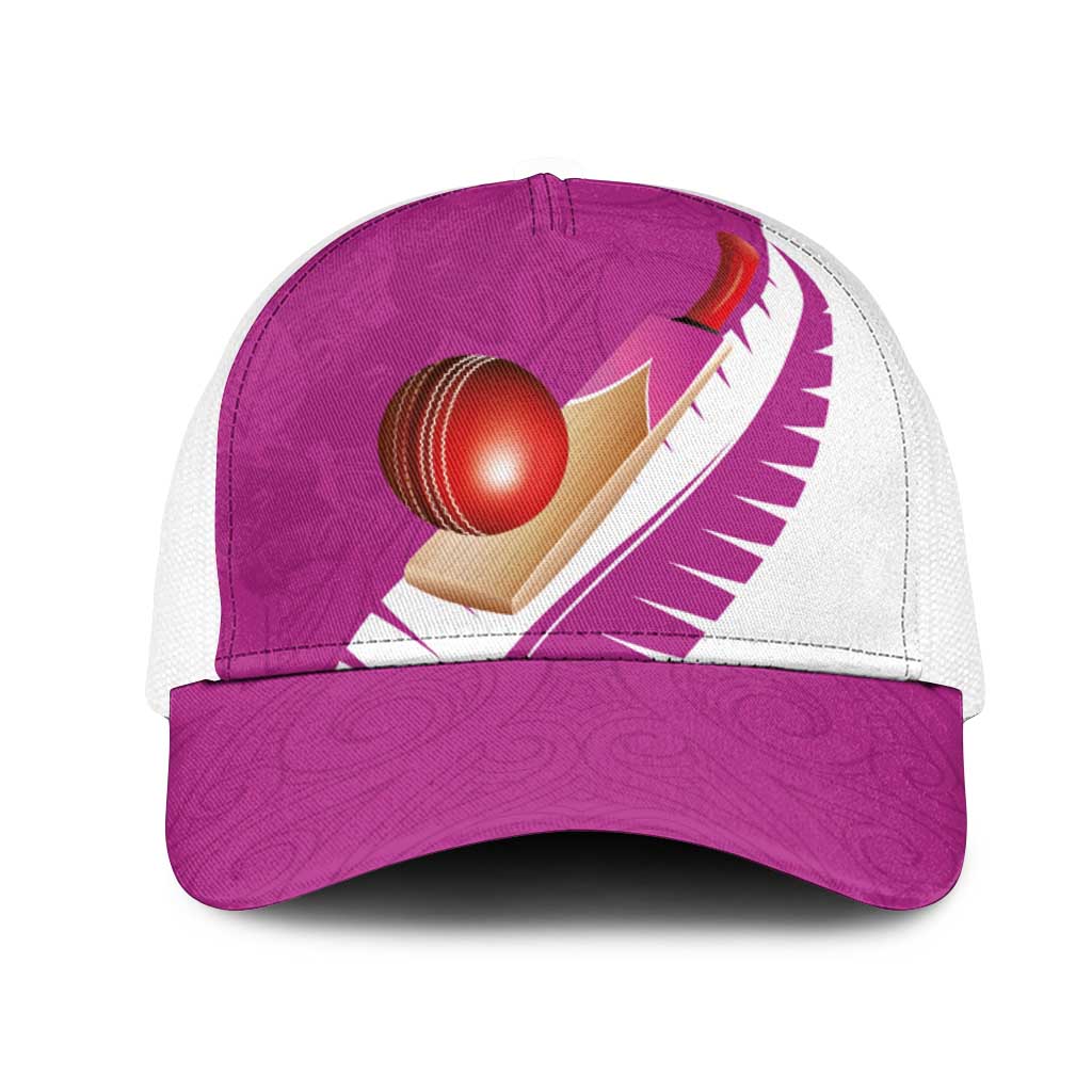 New Zealand Cricket Mesh Trucker Cap Kiwi Birds Haka Dance Pink Fern Sporty Style