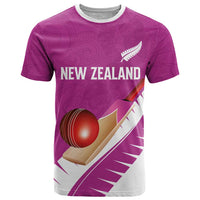 Custom New Zealand Cricket T Shirt Kiwi Birds Haka Dance Pink Fern Sporty Style LT03 Pink - Polynesian Pride