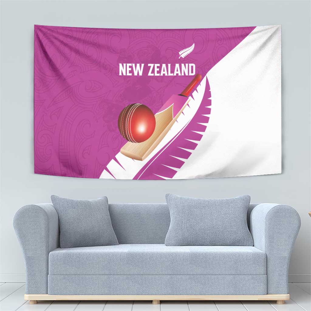 New Zealand Cricket Tapestry Kiwi Birds Haka Dance Pink Fern Sporty Style